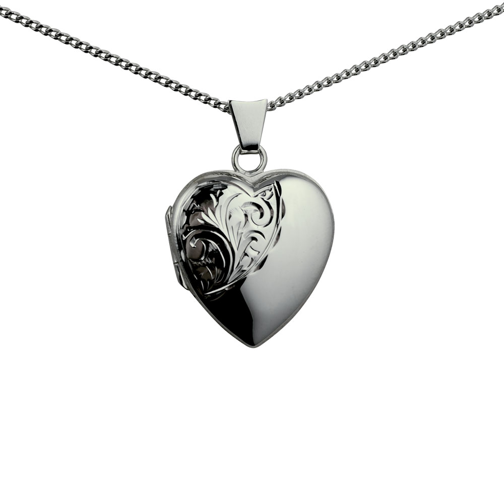 silver equestrian jewellery. LHL05SHABR40SCD Sterling Silver Handmade heart Locket hand engraved